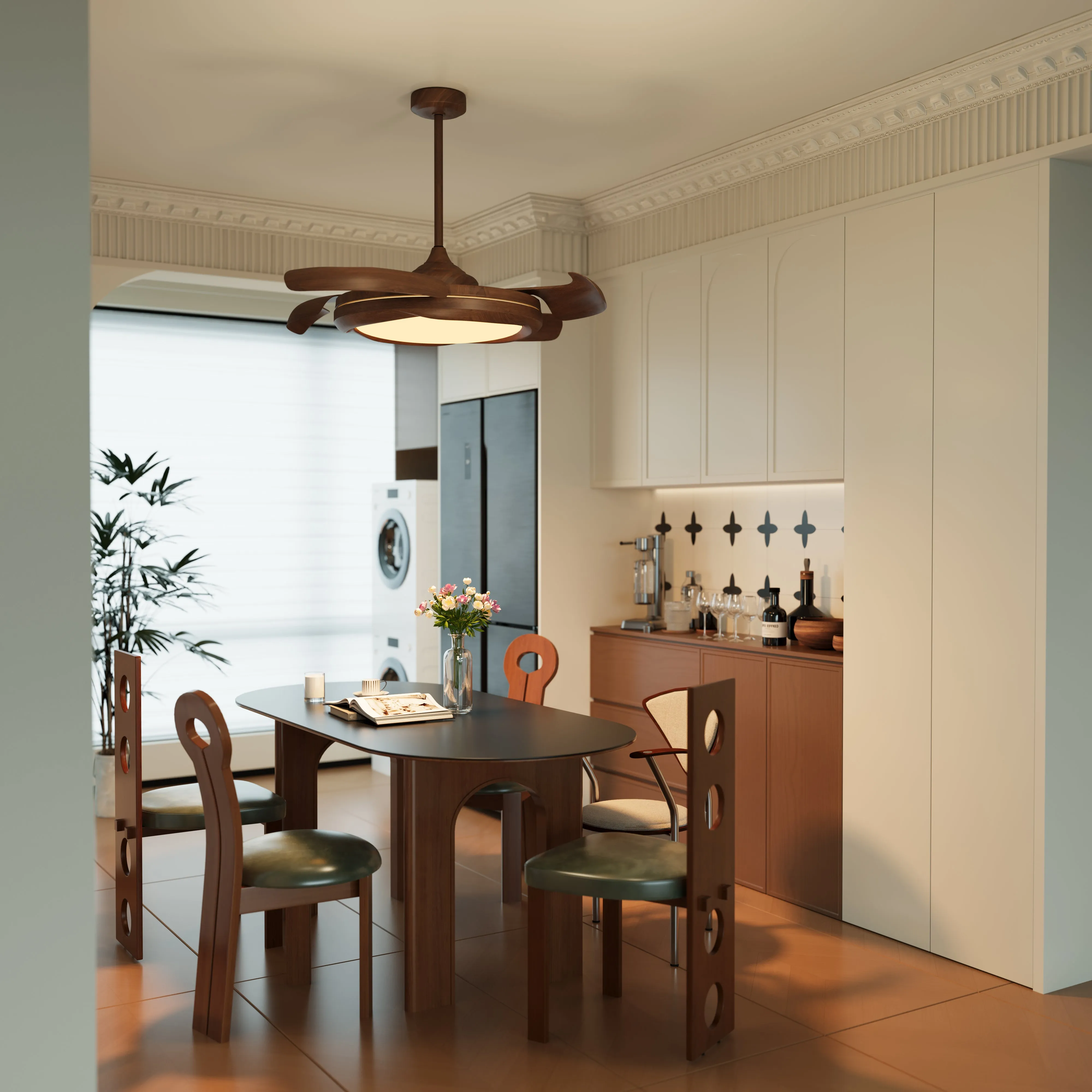 Ceiling Fan Light with Remote - Brown, Iron image