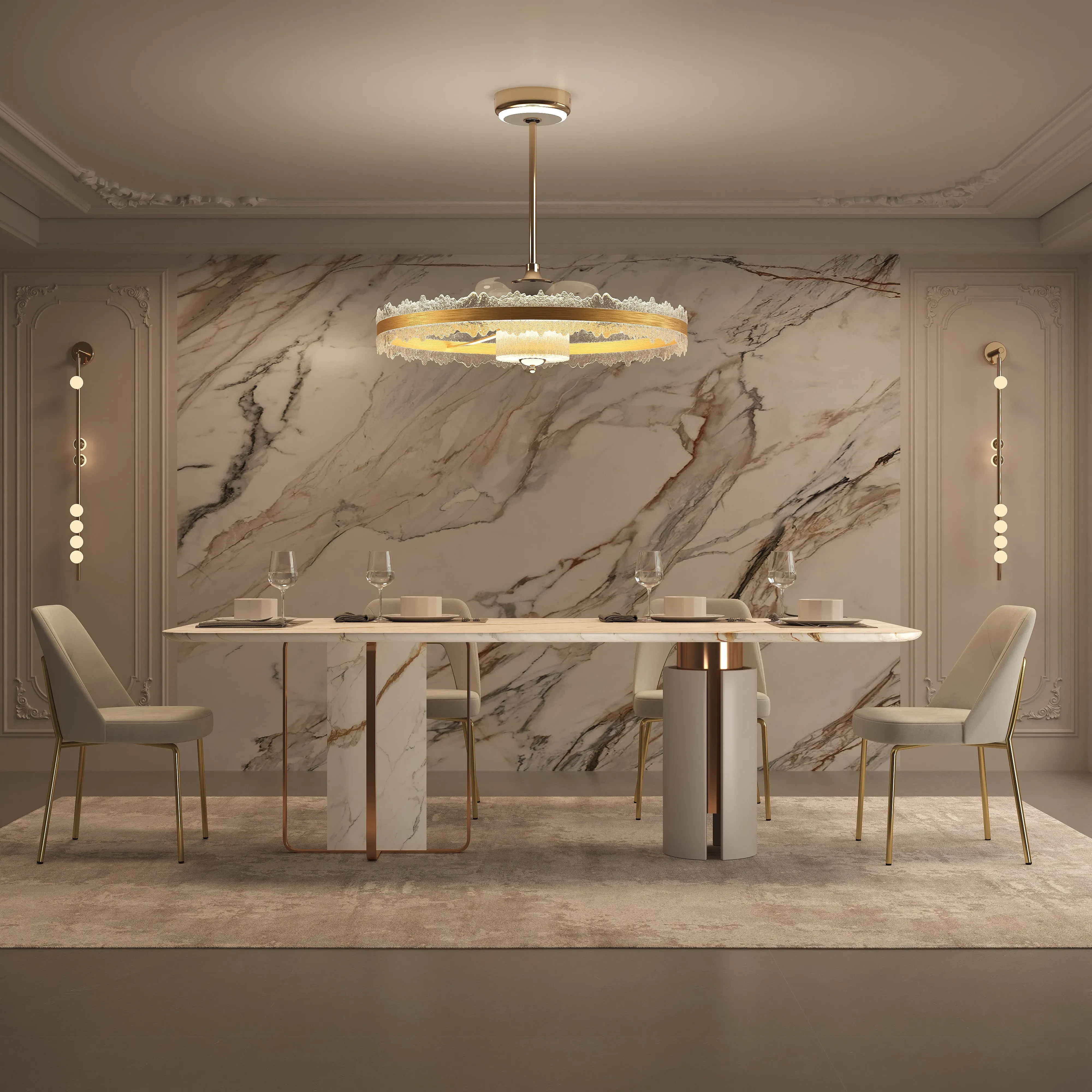 Ceiling Fan Light with Remote - Gold, Acrylic