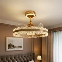 Halo Ceiling Fan Light with Remote, 6 Speeds - Gold, Acrylic alternate view