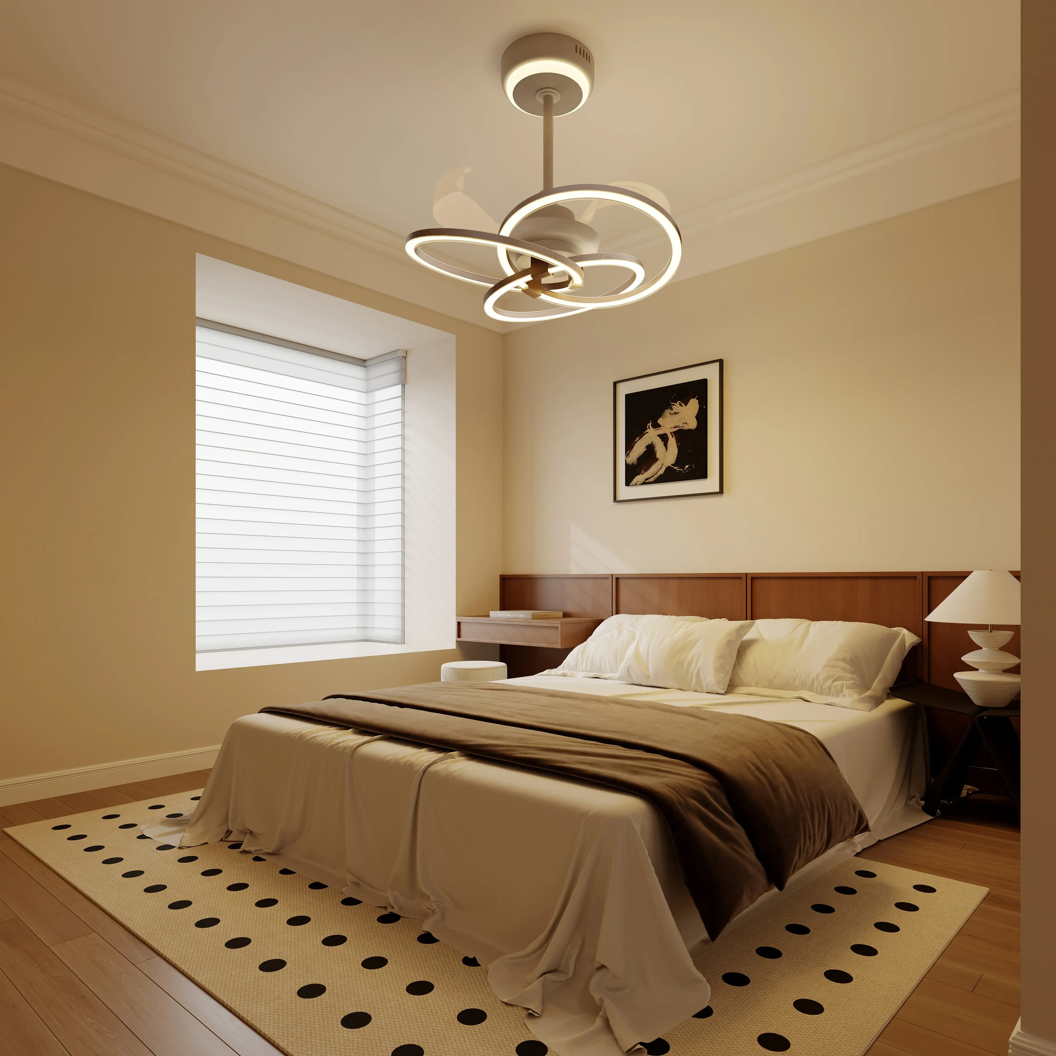 Ceiling Fan Light with Remote - White, Aluminum image