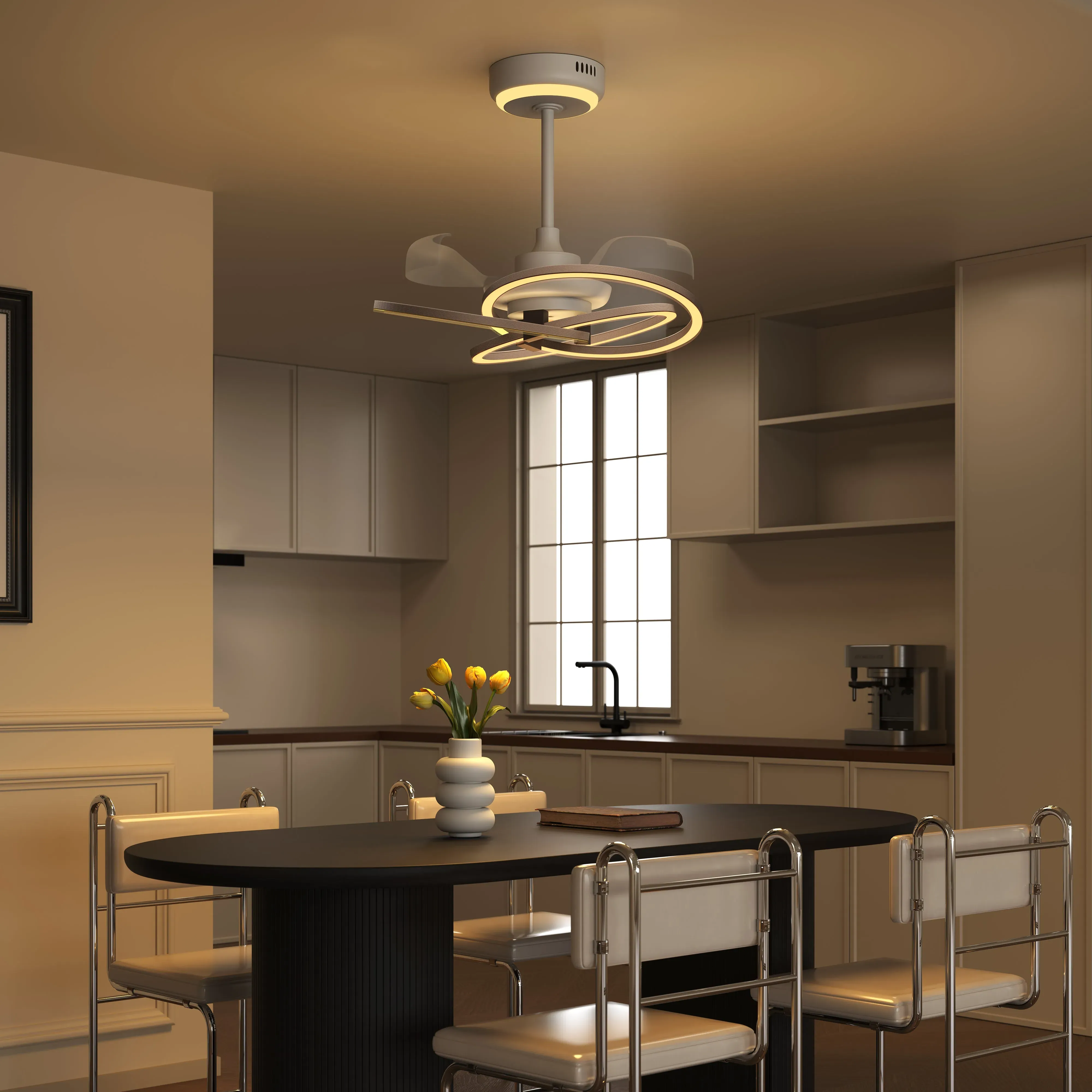 Ceiling Fan Light with Remote - White, Aluminum