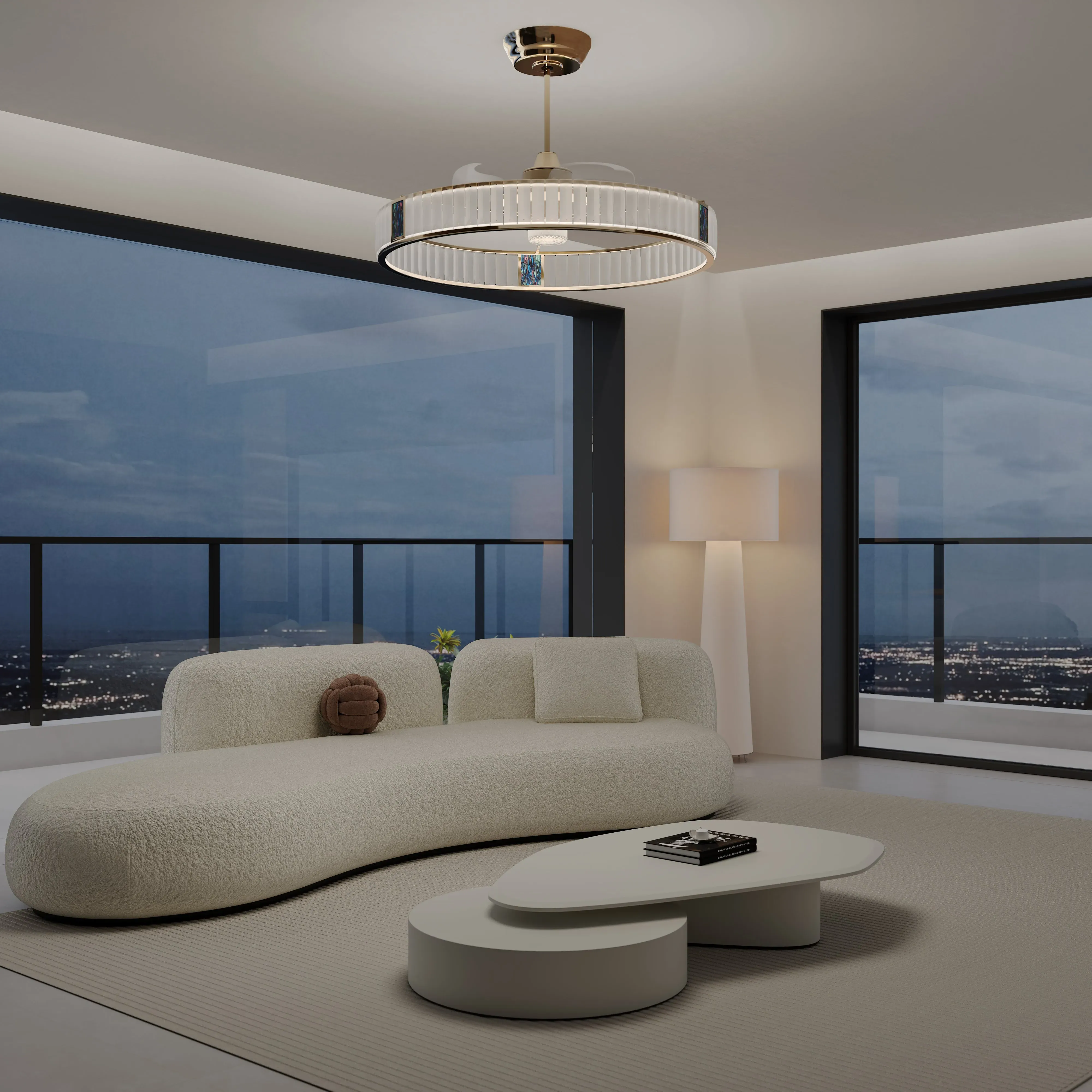 Ceiling Fan with Light & Crystal - Gold, Iron image