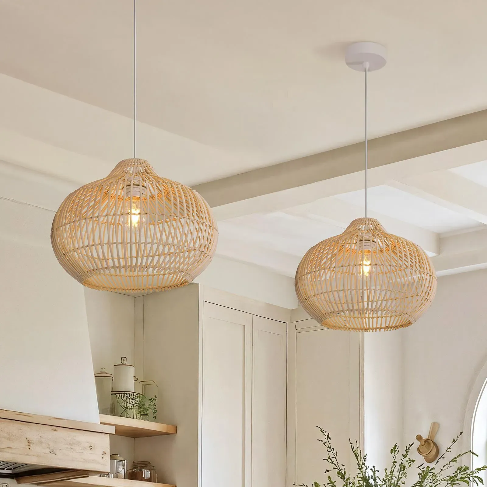 Cella Basket Shape Rattan Pendant Light - Natural product