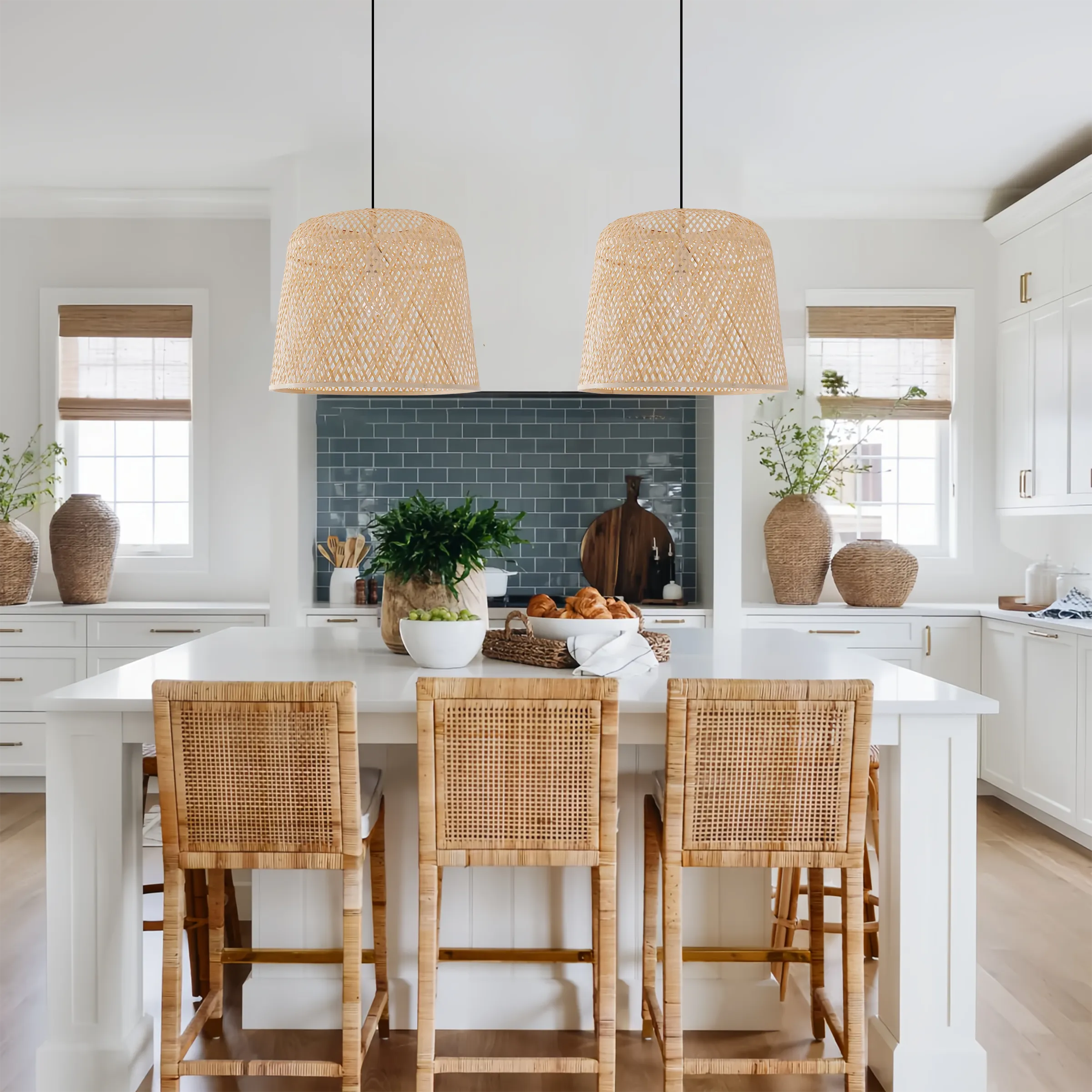 Cella Cylindrical Pendant Ceiling Light - Natural, Bamboo product