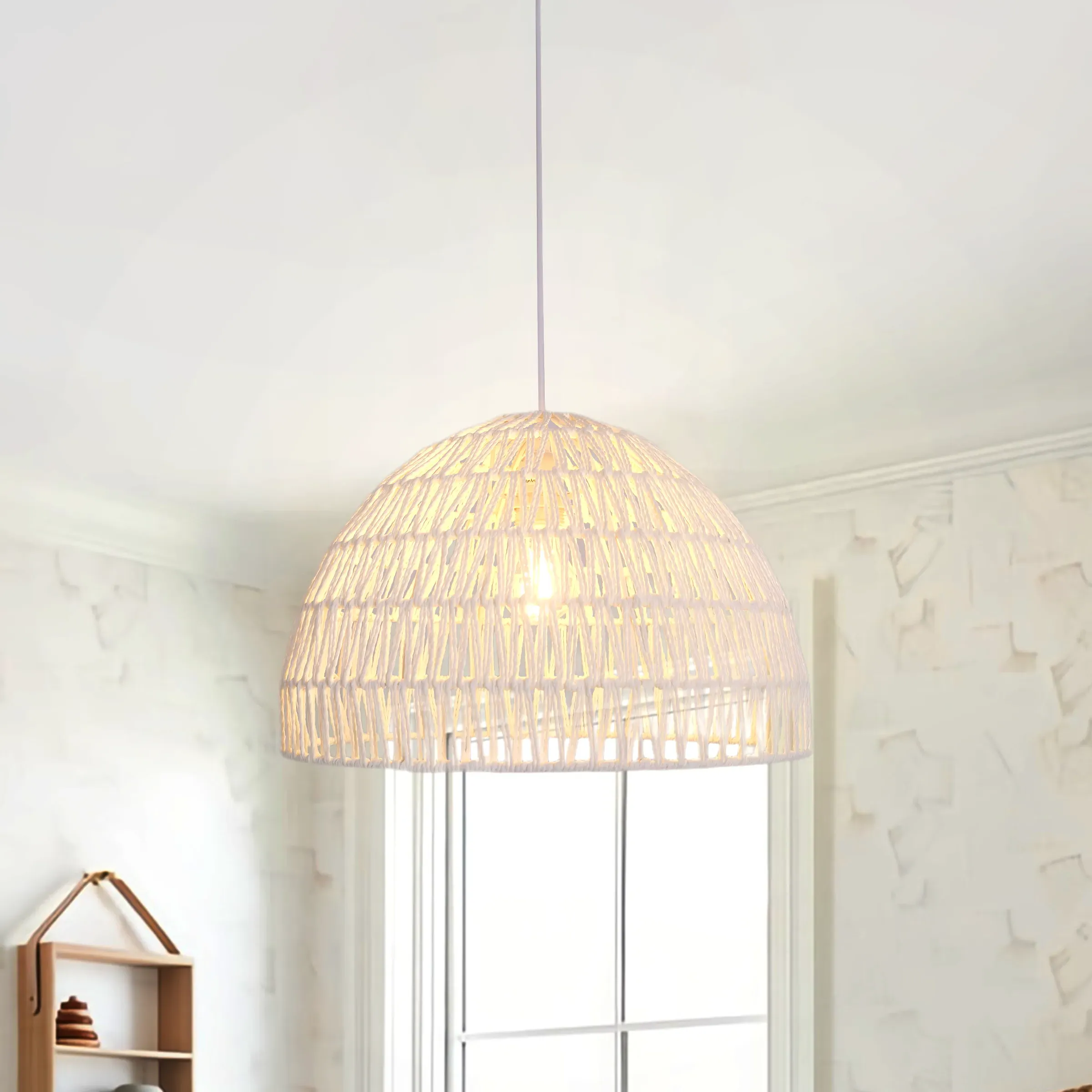 Cella Handwoven Pendant Light - White, Paper Rope product