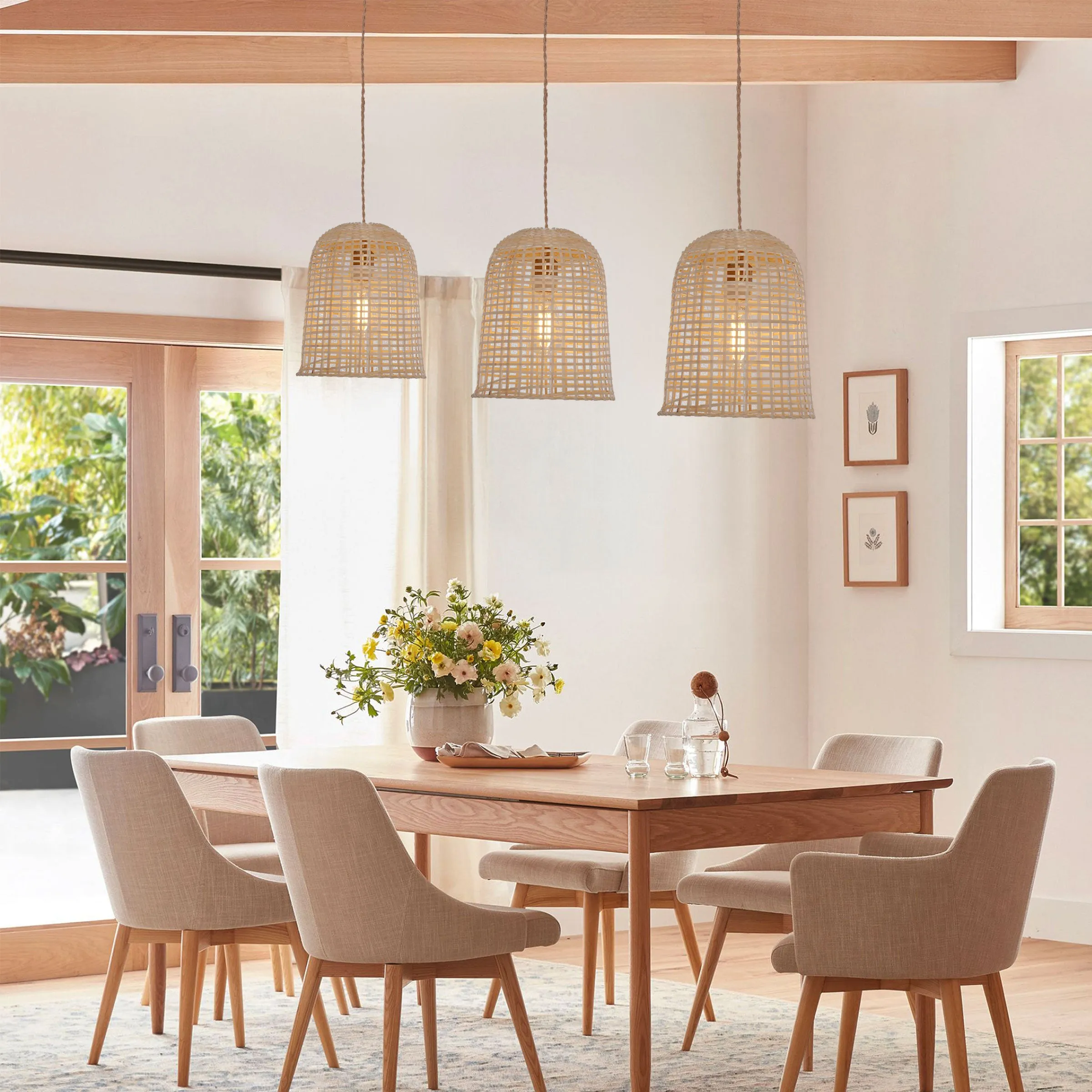Cella Woven Bamboo Pendant Light - Brown, Bamboo product