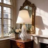 Ceramic Spiral Vase Table Lamp with Fabric Shade - White alternate view