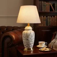 Chinoiserie Hand-Painted Ginger Jar Ceramic Table Lamp - Cream alternate view