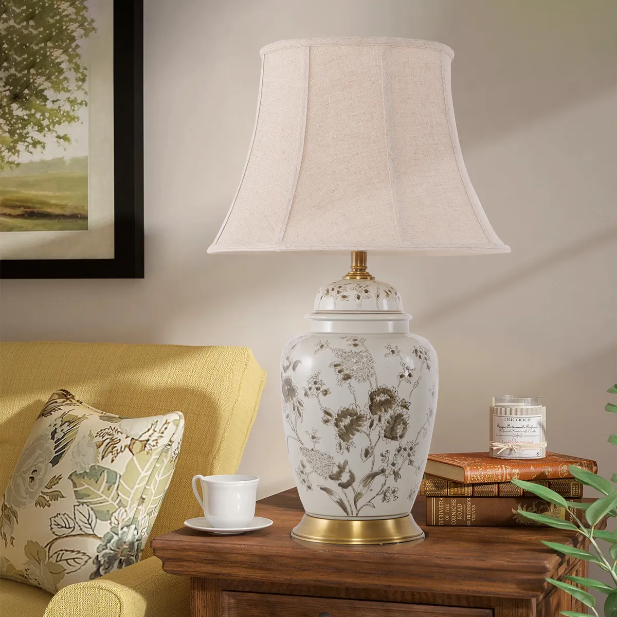 Chrysanthemum Table Lamp - Coffee, Ceramic image