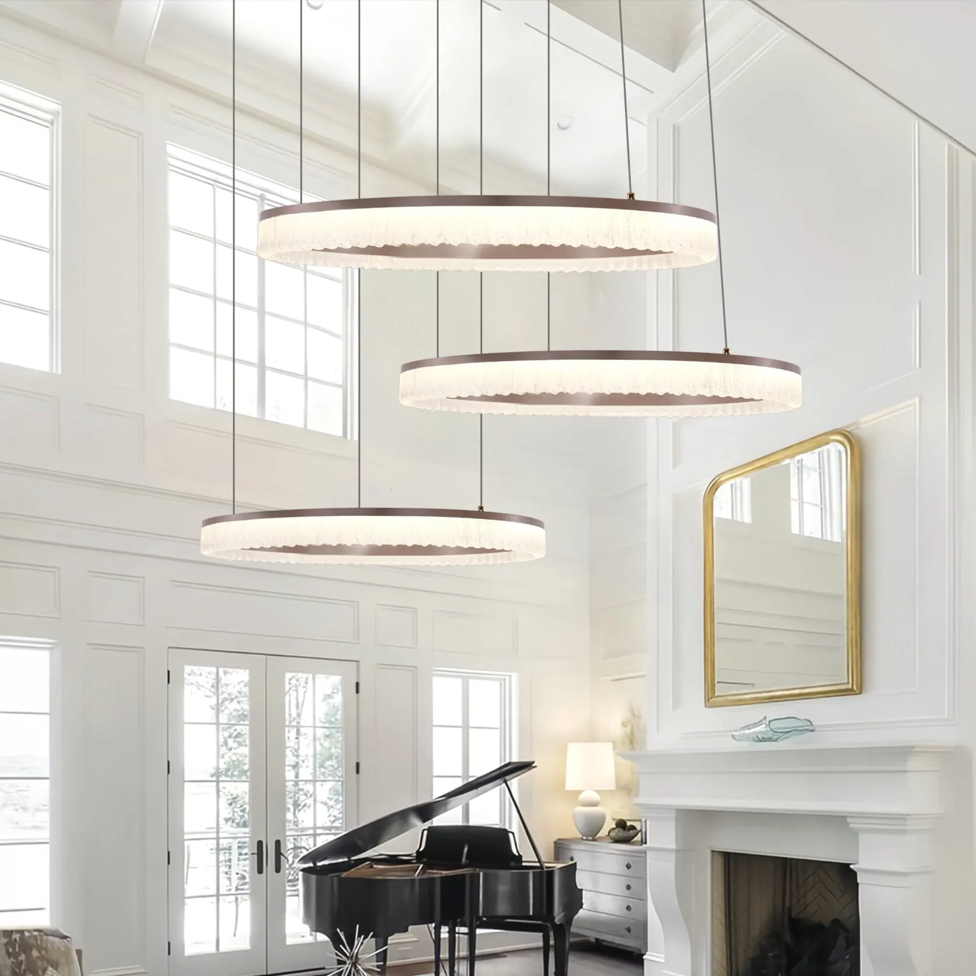 Circular Pendant Light with Dimming - Aluminum