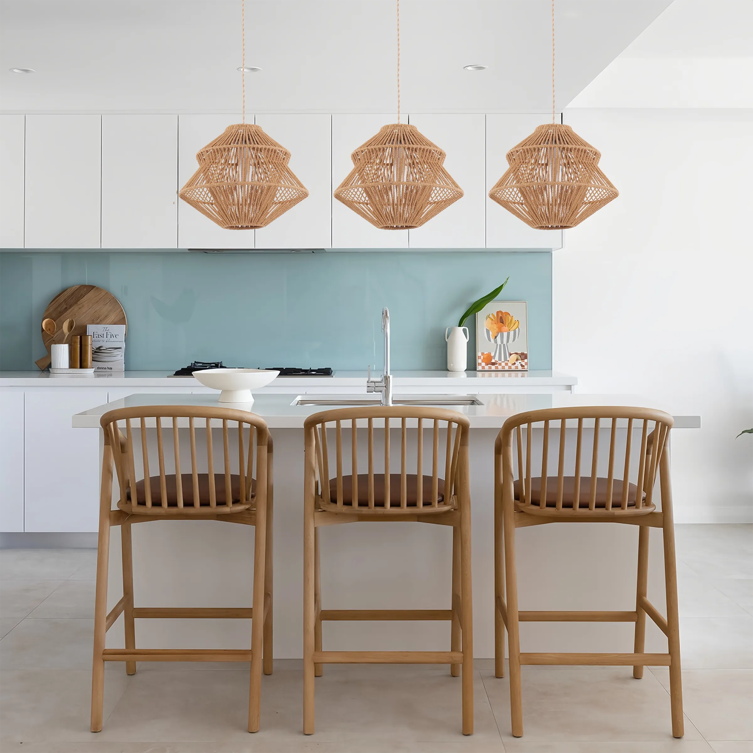 Cone Pendant Light Handwoven - Natural, Paper Rope