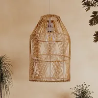 Criss-Cross Weave Rattan Pendant Light - Natural, Rattan alternate view