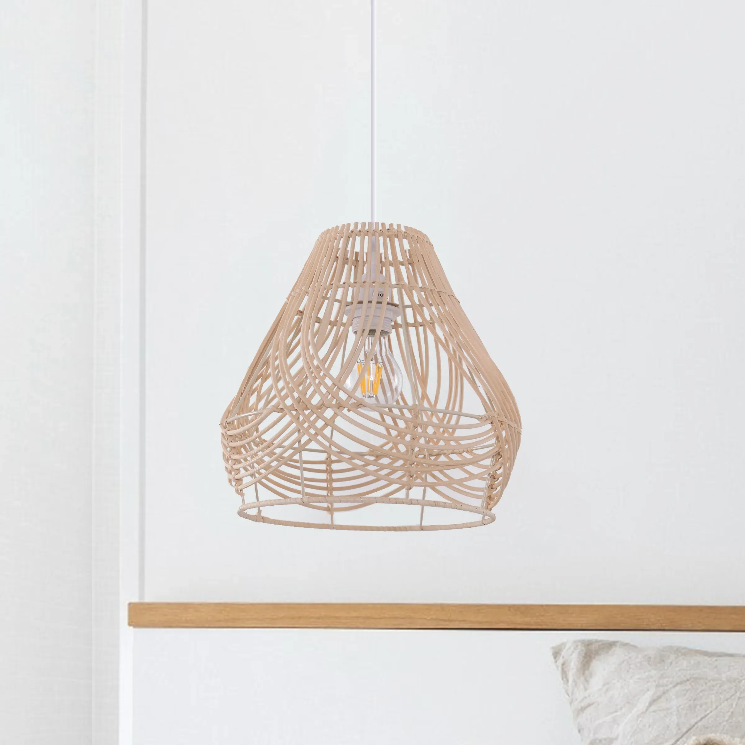 Cross-Weave Rattan Pendant Light - Natural, Rattan product