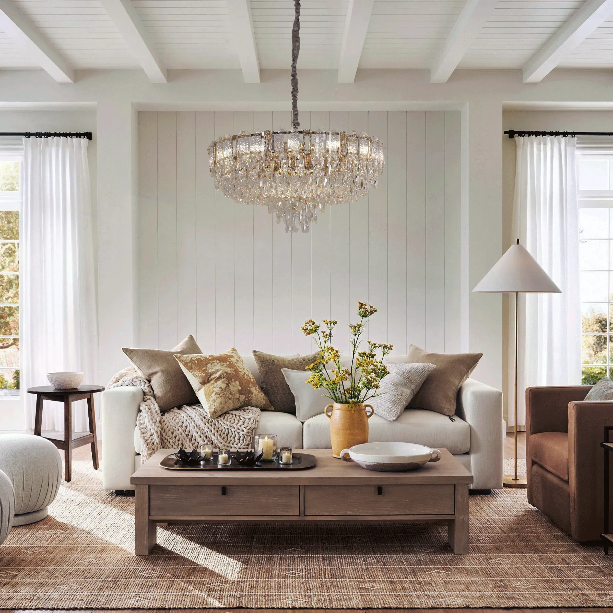 Crystal Chandelier with Adjustable Height - Gold