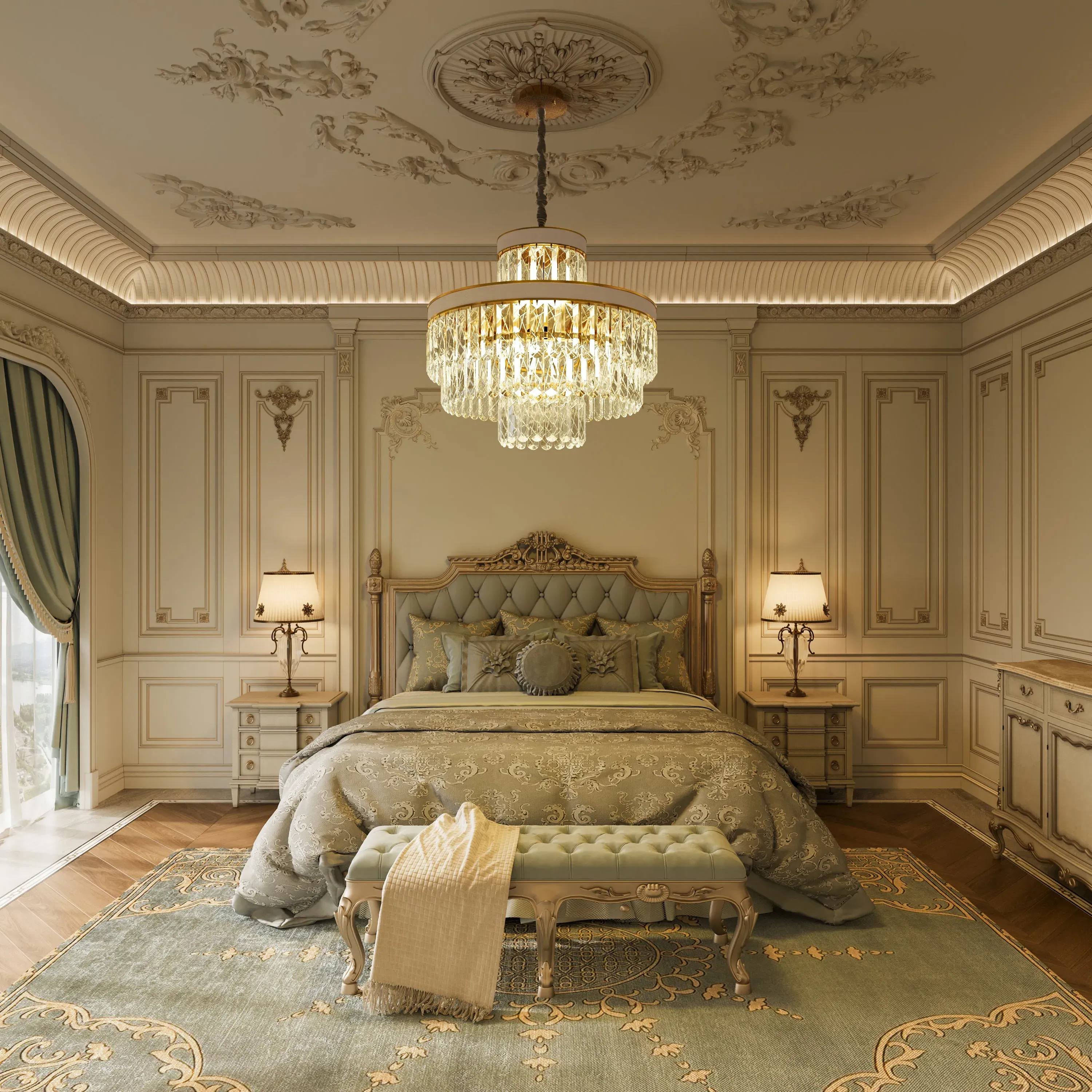 Crystal Column Pendant Light - Gold, Metal