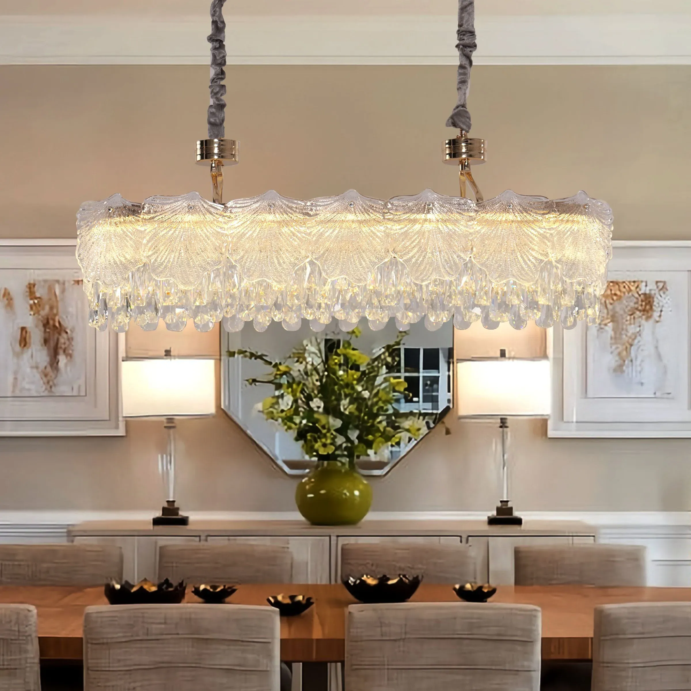Crystal Pendant Light with Dimmable - Gold, Metal