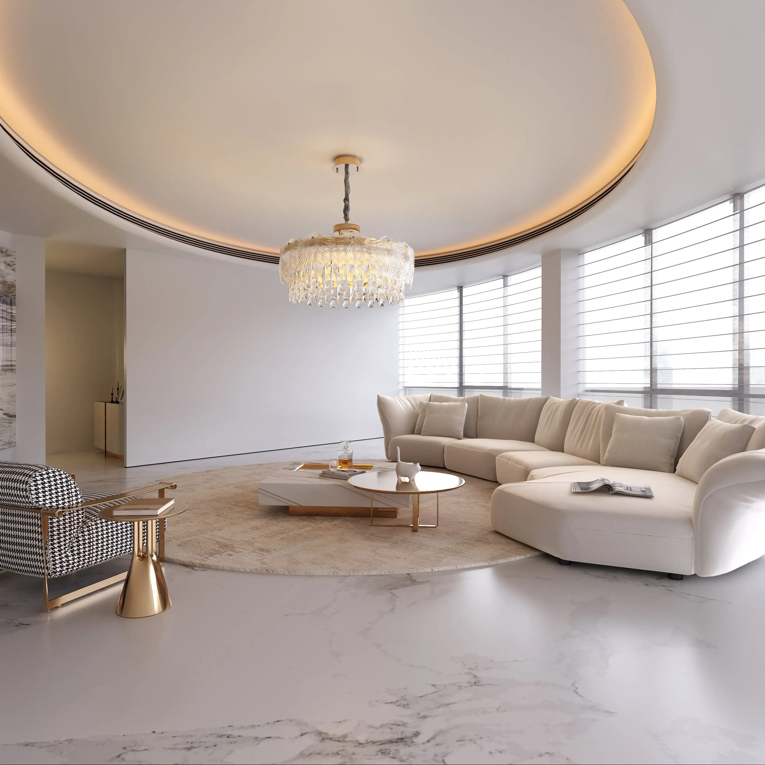 Crystal Pendant Light with Dimmable - Gold, Metal image