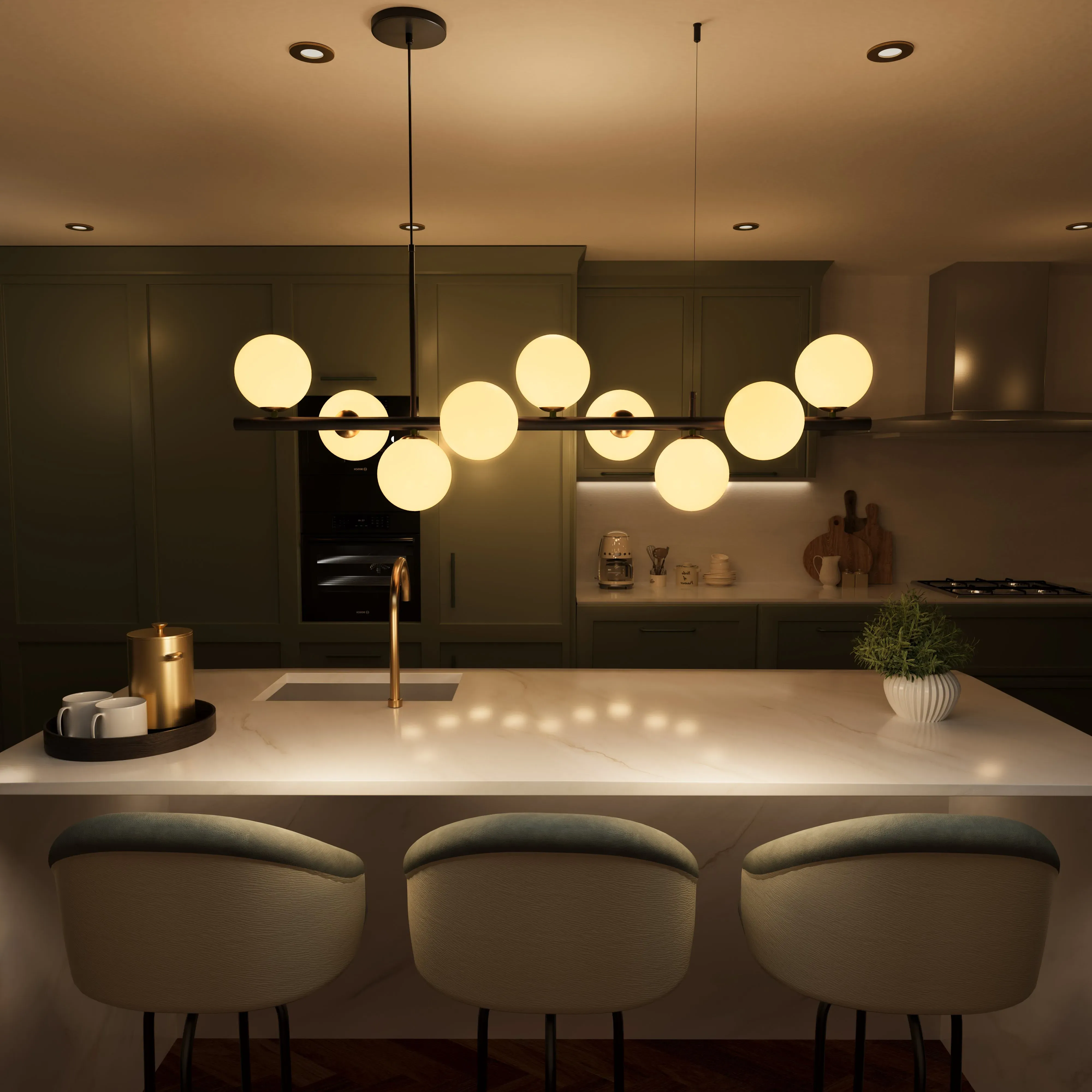 Cumulus 7-Light Linear Chandelier with LED - Black, Iron product