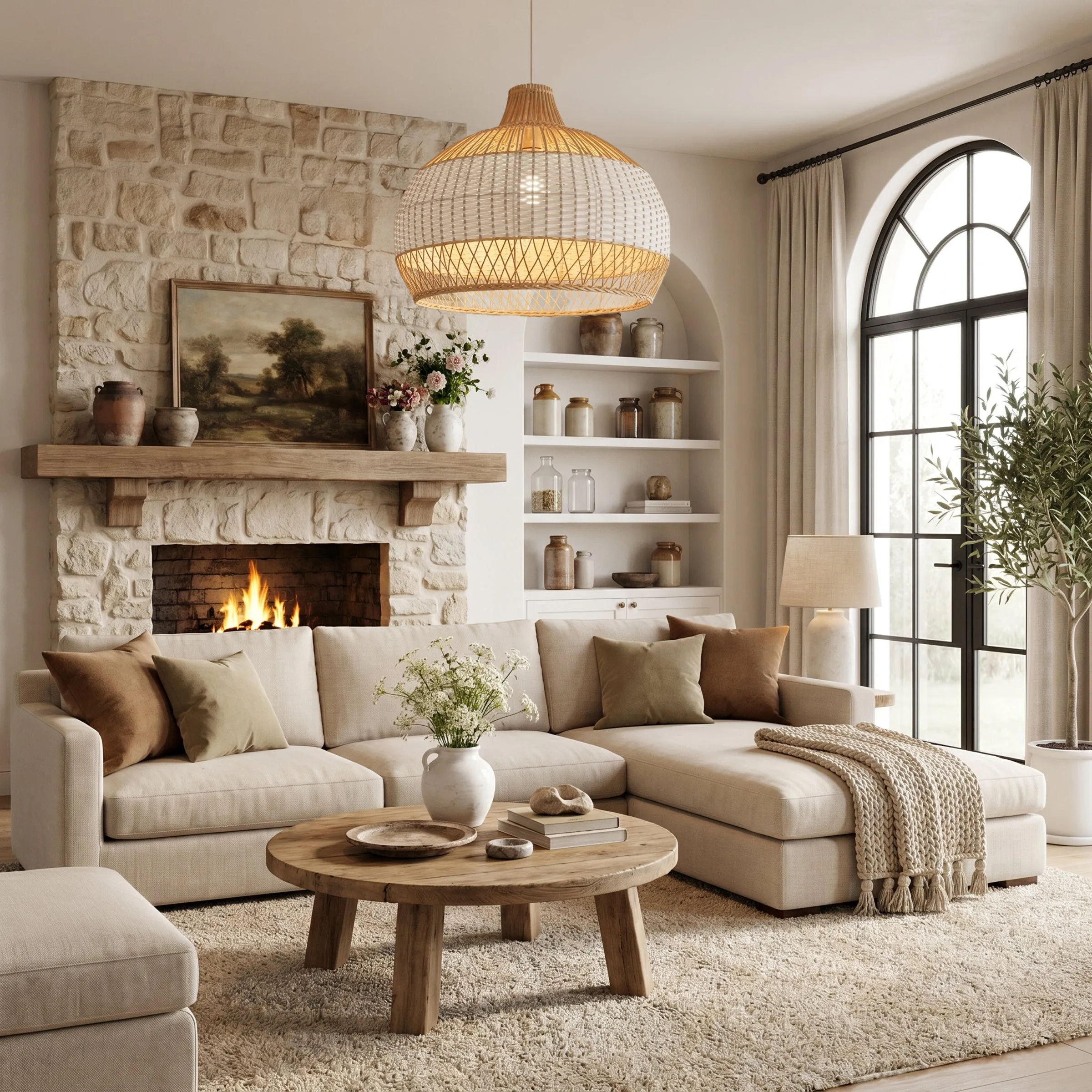 Dewlight Handwoven Rattan Pendant Light - Natural, White product