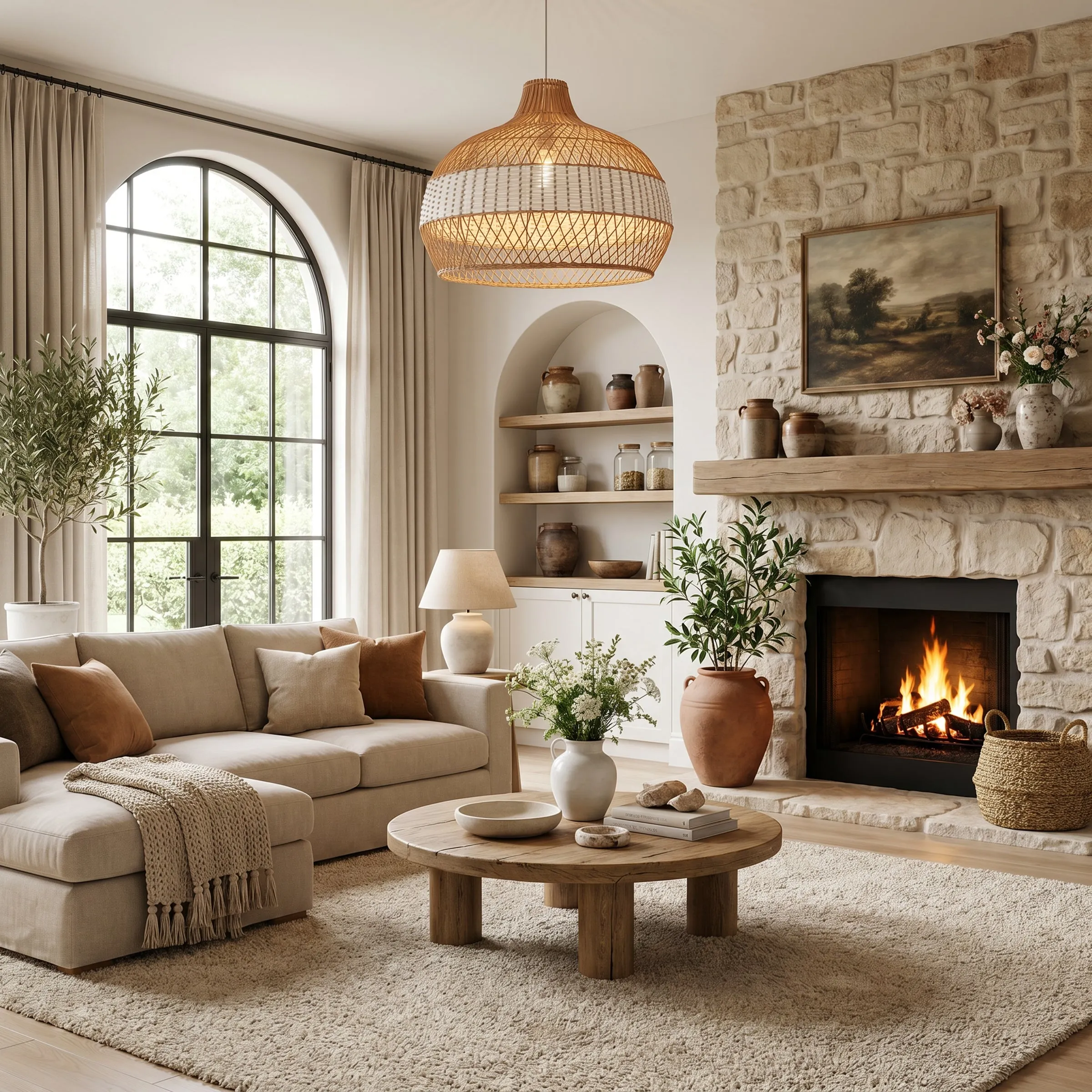 Dewlight Handwoven Rattan Pendant Light - Natural, White product