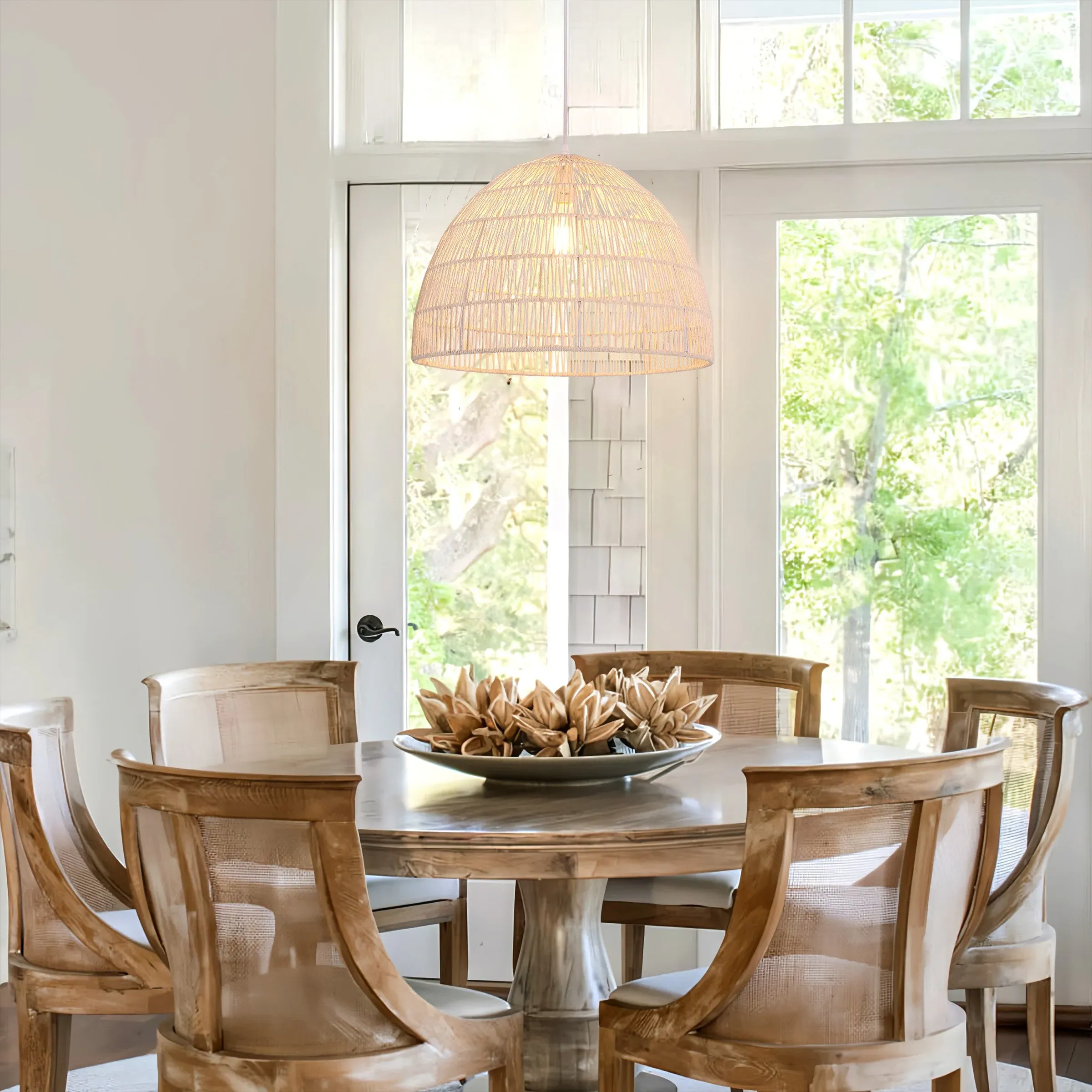 Dome Pendant Light Handwoven - Beige, Paper Rope image