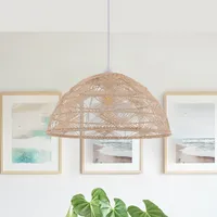 Handwoven Rattan Dome Pendant Light - Natural alternate view