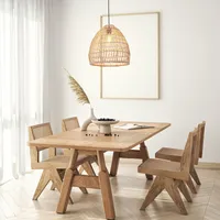 Dome Pendant Light with Woven Design - Brown, Rattan alternate view