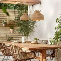 Floral Handwoven Pendant Light Fitting - Natural, Rattan alternate view