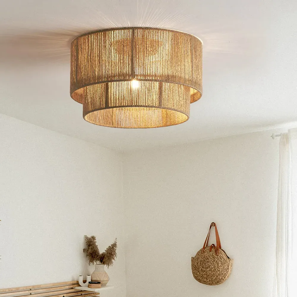 Double-Tier LED Pendant Light - Hemp Rope image