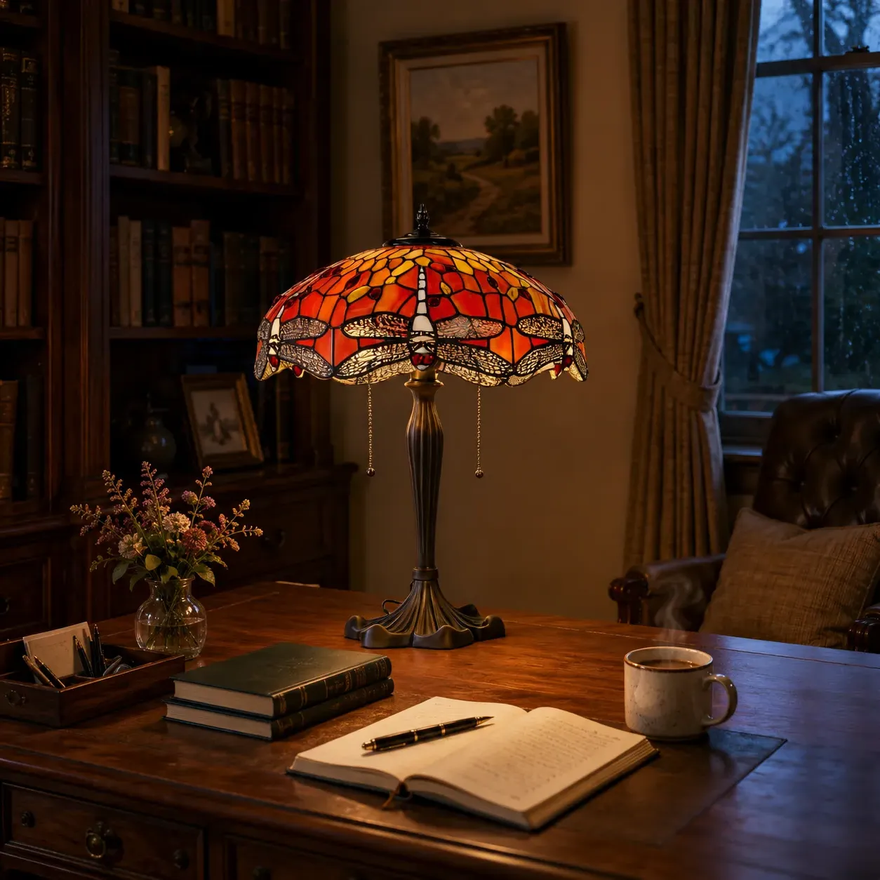 Dragonfly Series Tiffany Table Lamp - Stained Glass product