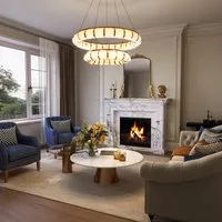 Dual-Ring LED Chandelier with Adjustable Suspension - Gold, Iron alternate view