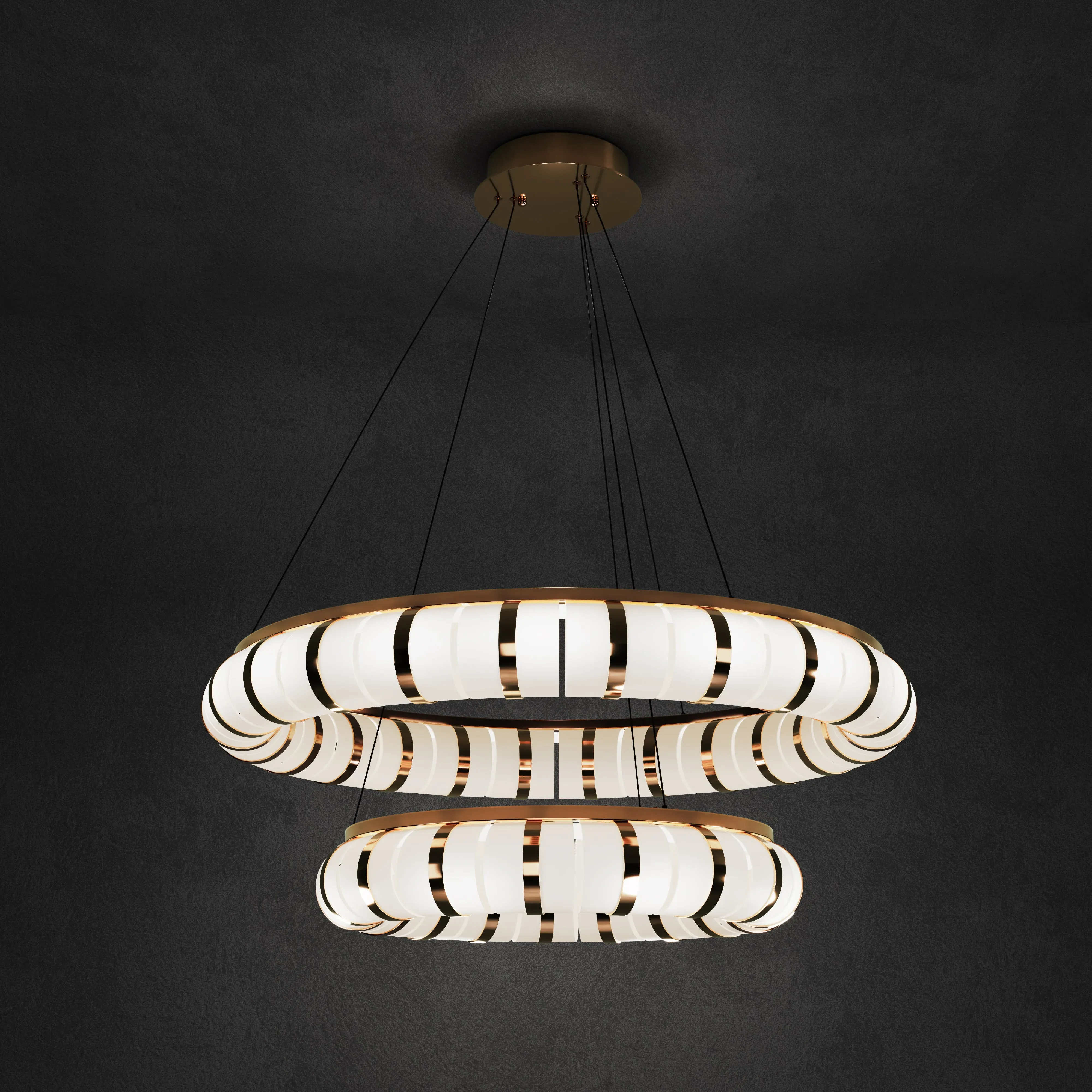 Dual-Ring LED Chandelier Adjustable - Gold, Metal image