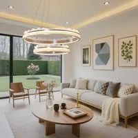 Dual-Ring LED Pendant Light - Gold, Aluminum alternate view
