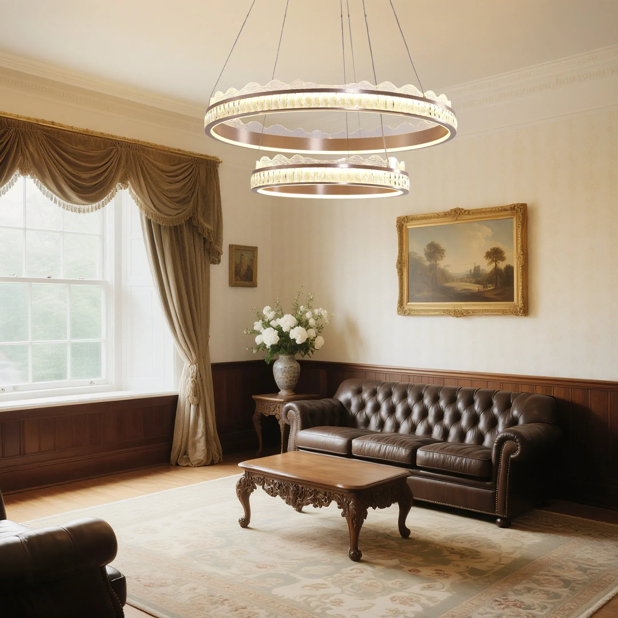 Dual-Ring LED Pendant Light - Gold, Aluminum