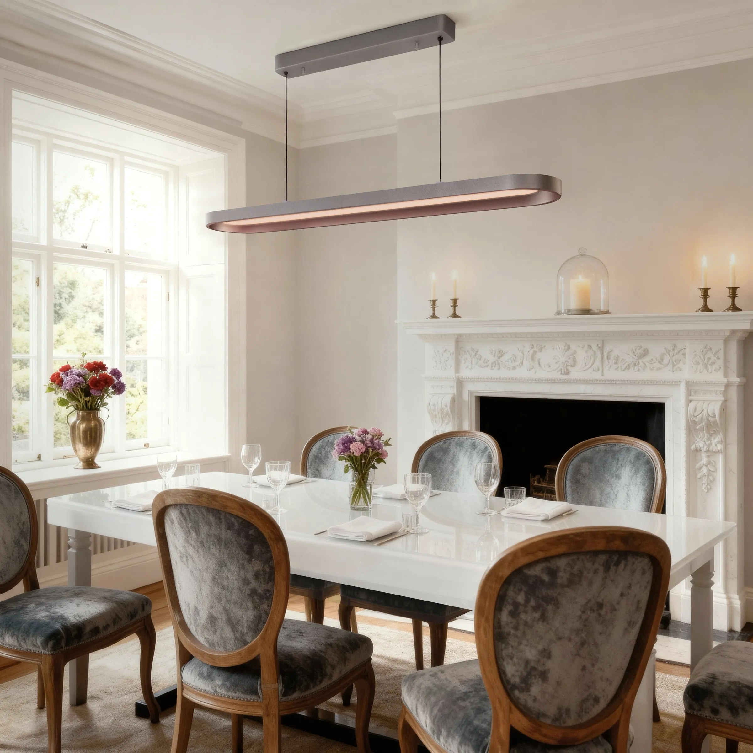 Elliptical Dimmable Pendant Light - Grey & Brown, Aluminium & Acrylic product