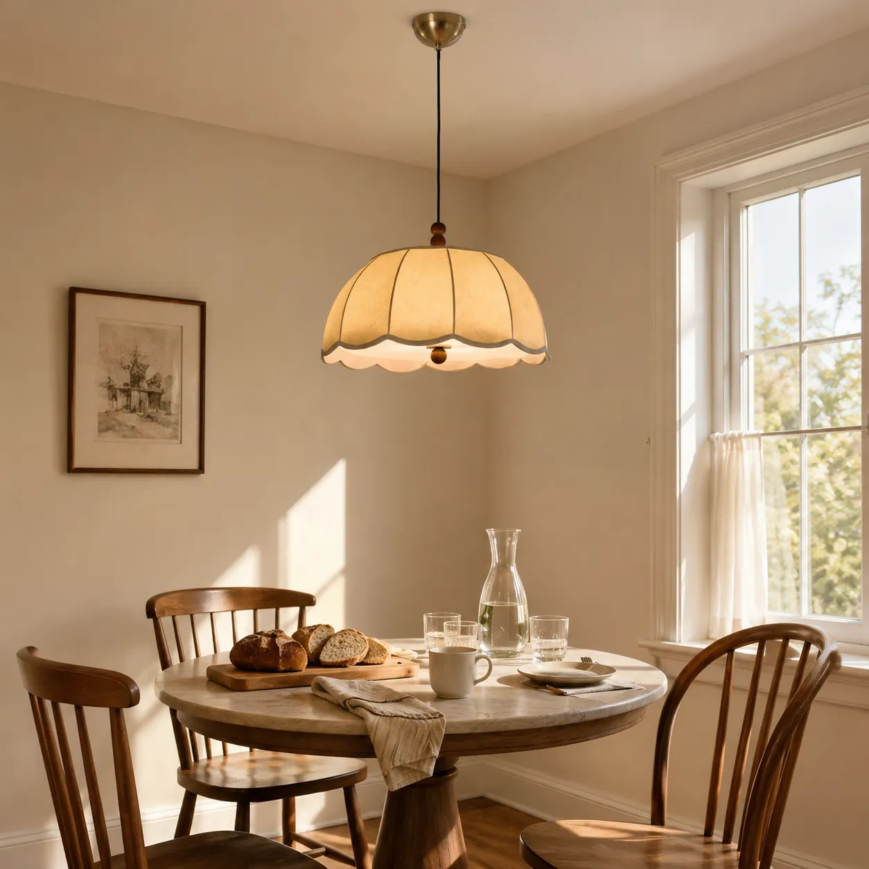 Fabric Pendant Light E27 Soft Shade - Yellow product