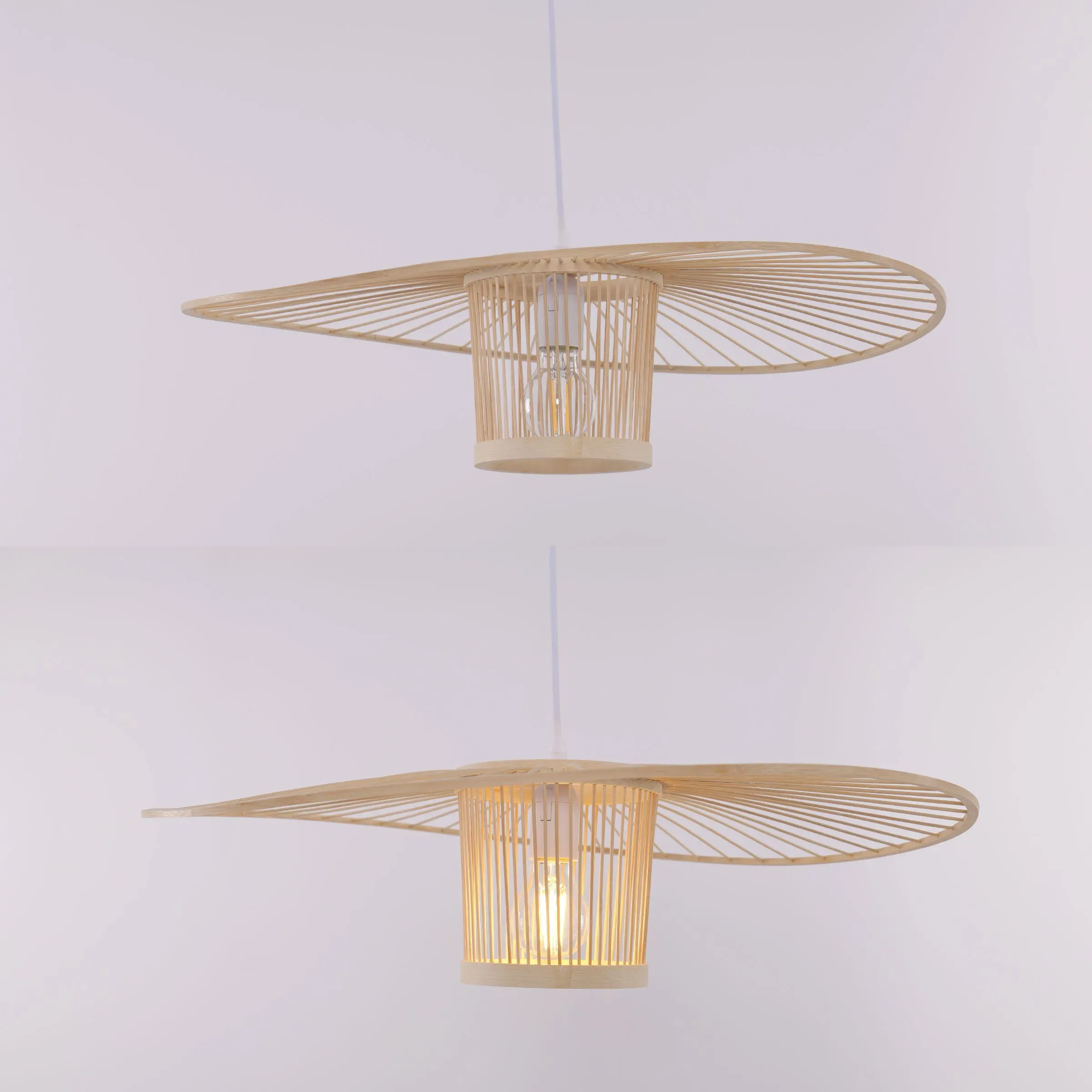 Fan-Shape Bamboo Pendant Light - Natural, Bamboo product