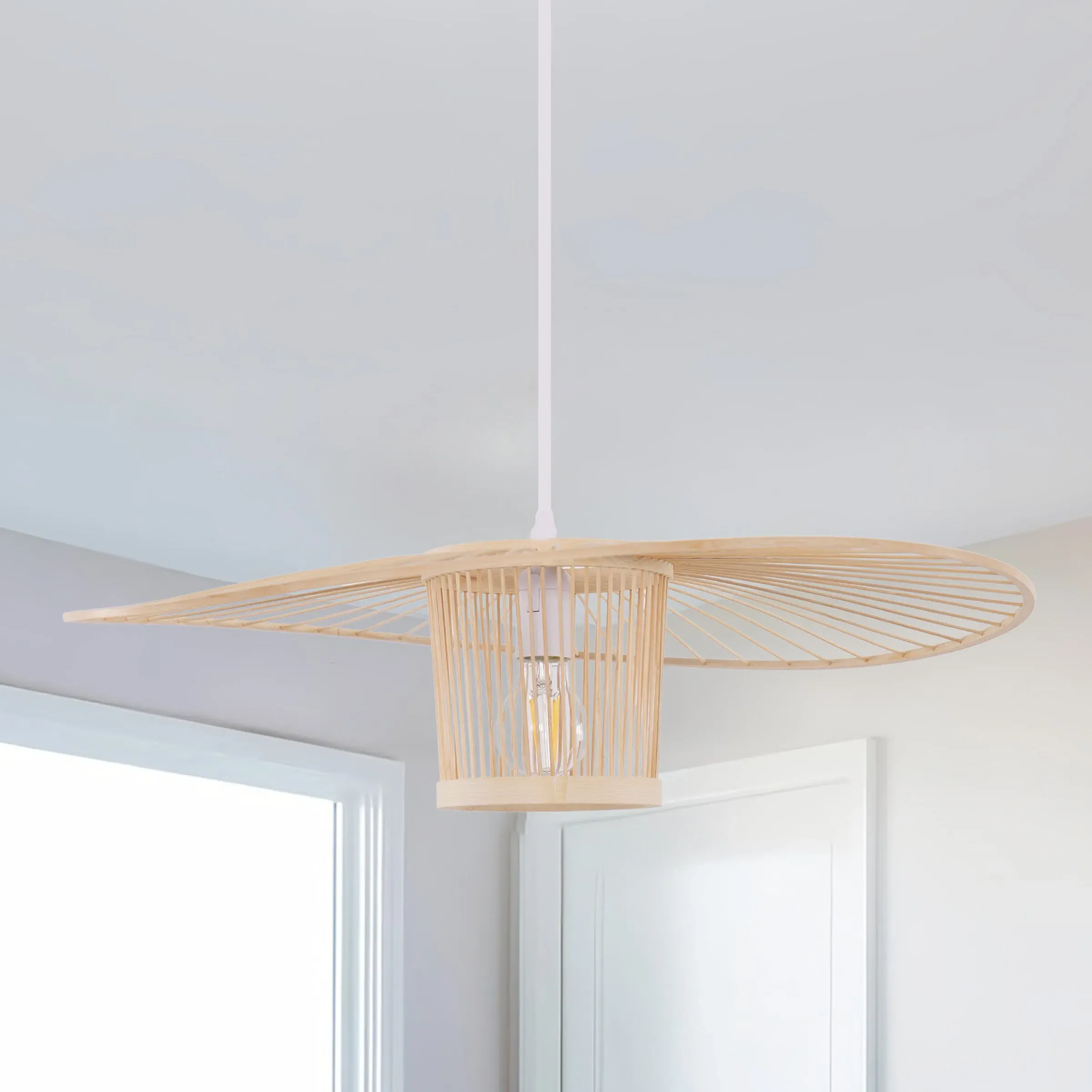 Fan-Shape Pendant Light - Natural, Bamboo