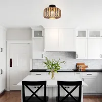 Flush Mount Ceiling Light with LED - Black, Bamboo alternate view