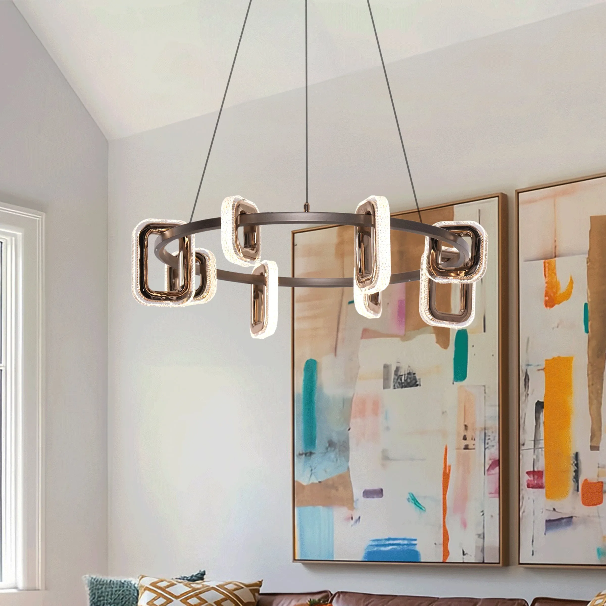 Geometric LED Pendant Light - Gold, Aluminum image