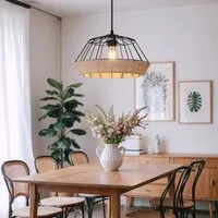 Glyph Geometric Rattan Pendant Light - Natural, Iron & Rattan alternate view