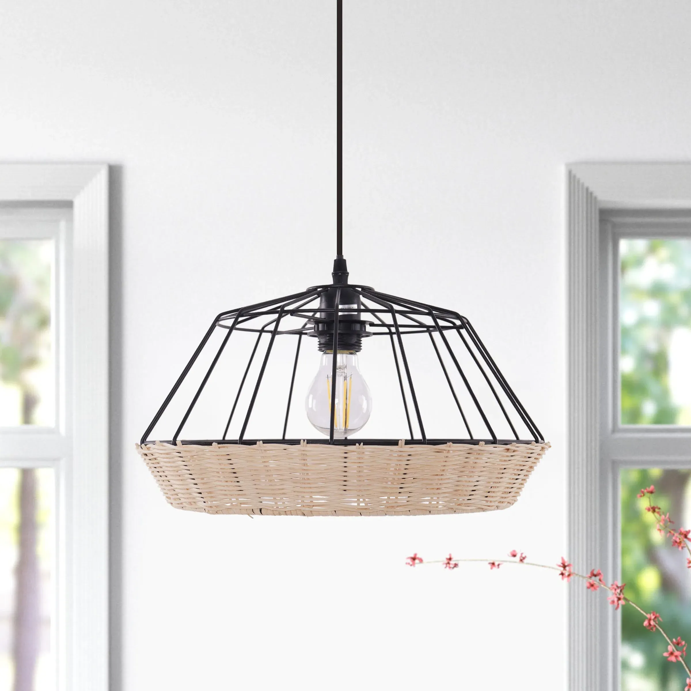 Geometric Pendant Light - Natural, Rattan
