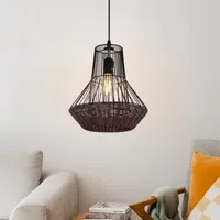 Glyph Geometric Pendant Light - Natural, Rattan & Iron alternate view