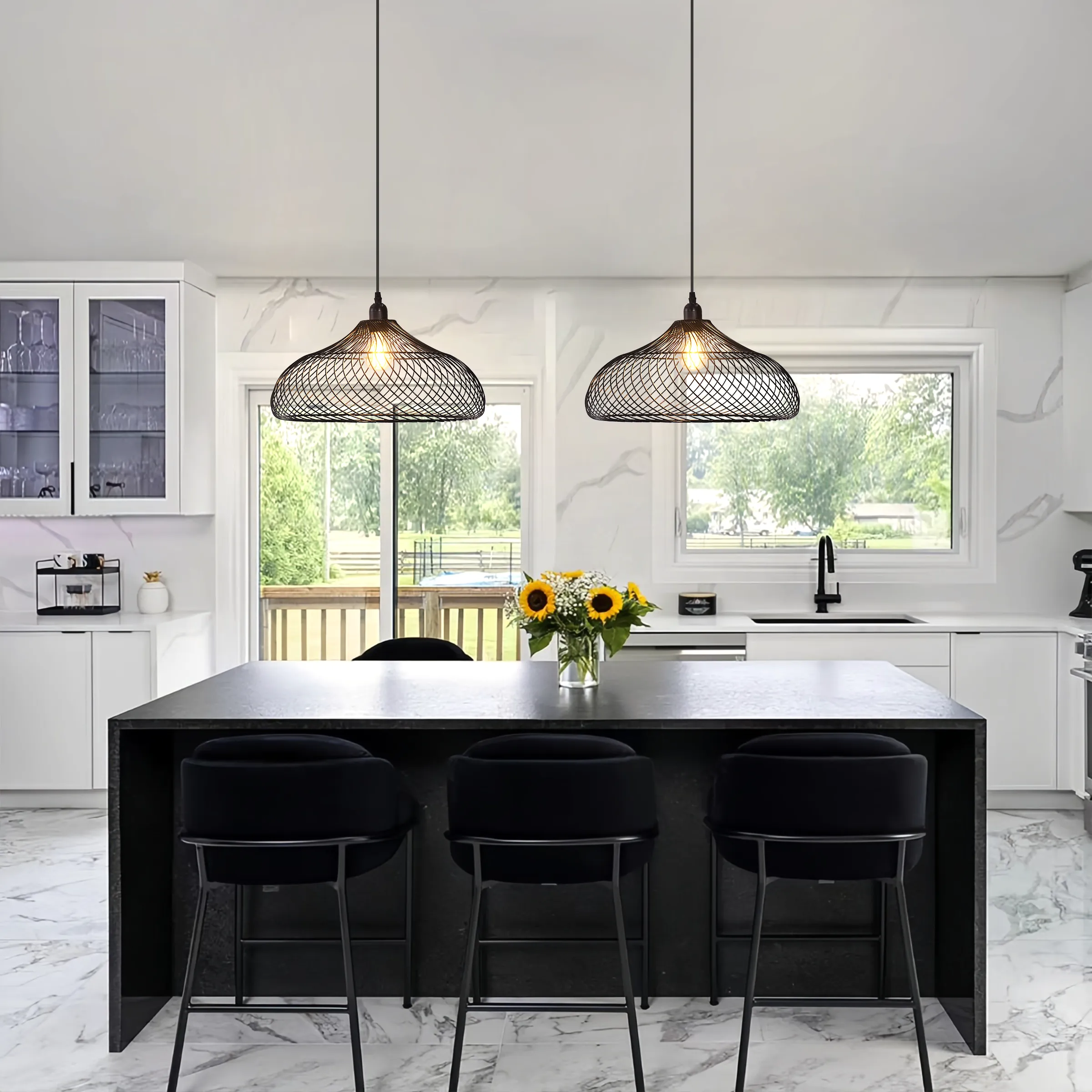 Glyph Spiral Geometric Pendant Light - Black, Iron product