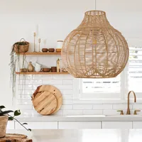 Cella Open-Gourd Pendant Light - Natural, Rattan alternate view