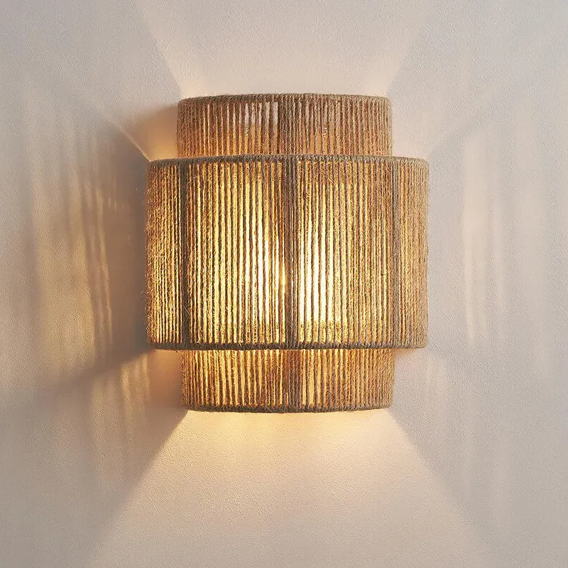 Half Cylinder Wall Lamp - Natural, Hemp Rope image