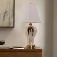Hand-Painted Bird & Floral Ceramic Table Lamp - Blue, Fabric Shade alternate view