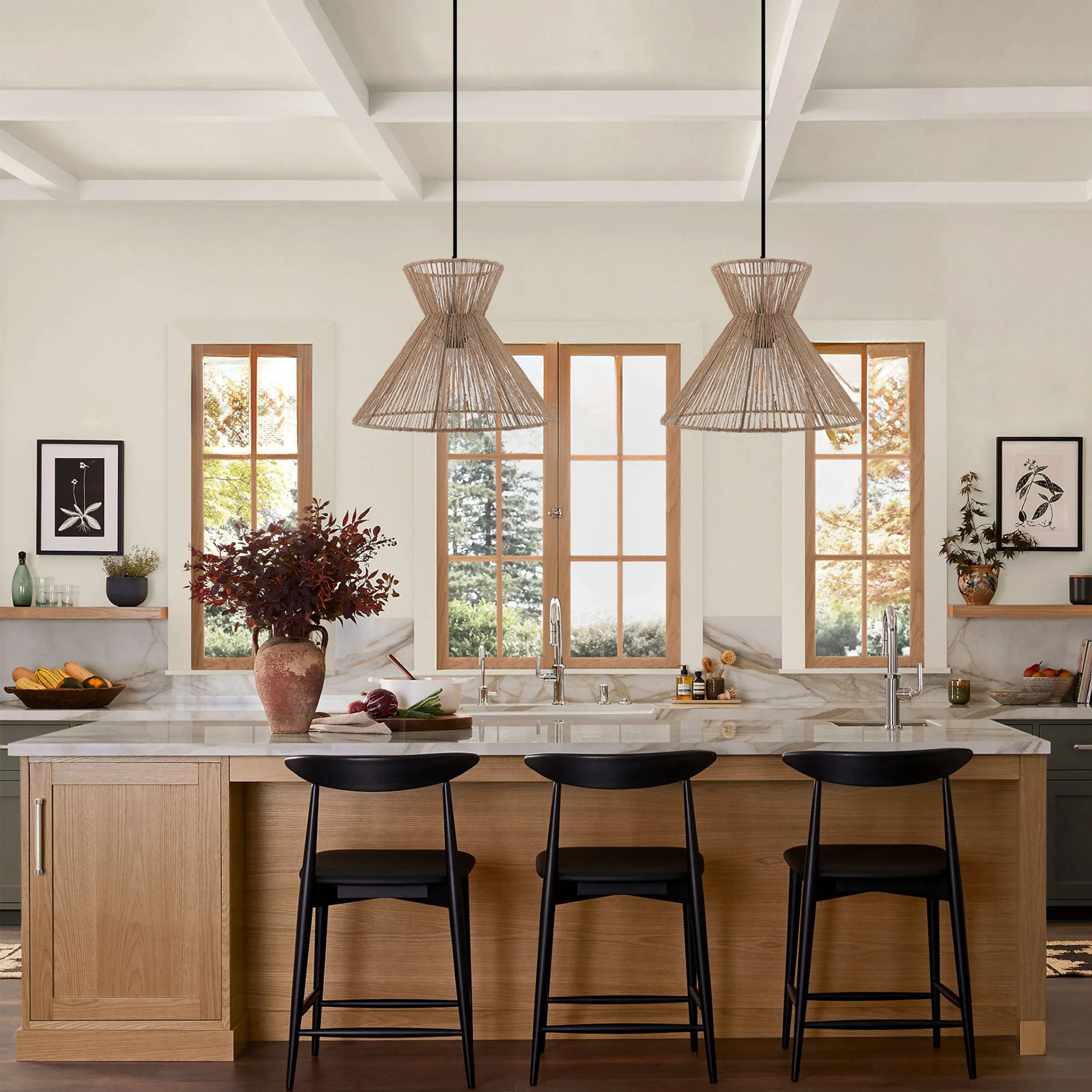 Handcrafted Paper Rope Pendant Light - Brown, Iron product