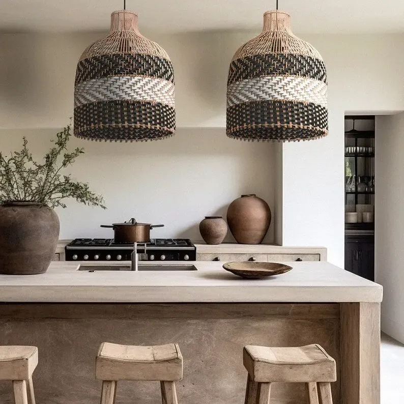 Handcrafted Pendant Light with Woven Design - Rattan