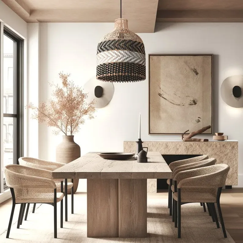 Handcrafted Pendant Light with Woven Design - Rattan